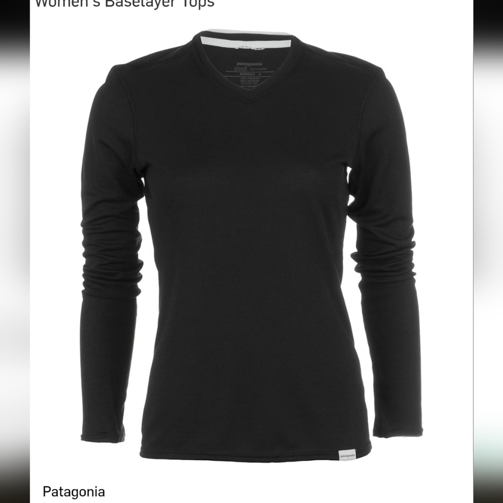 Patagonia Women's Capilene 2 Lightweight V Neck Top Long Sleeve Black S. - Picture 1 of 11